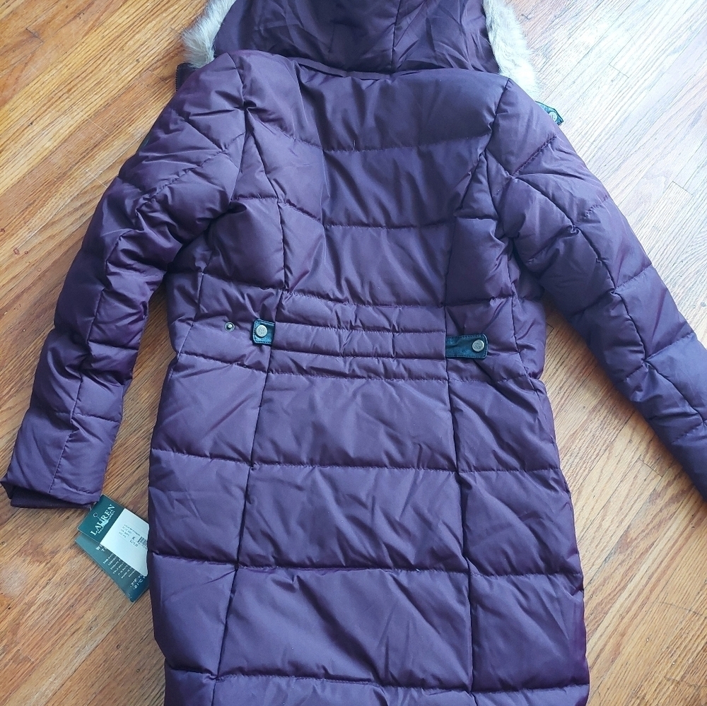 NWT Lauren RALPH Lauren PARKA Jacket Faux Fur Cranberry ( Not Purple)  Bag B - Picture 10 of 10